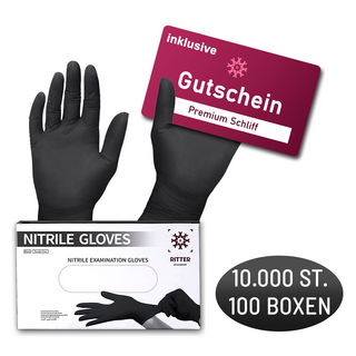 Medical nitrile gloves.Two black surgical gloves isolated on whi