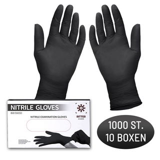 Medical nitrile gloves.Two black surgical gloves isolated on whi
